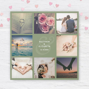 Elegante Ampersand Foto Collage Wedding Vielen Dan Magnetkarte
