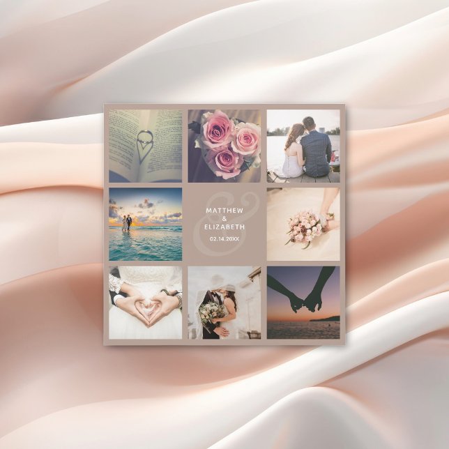 Elegante Ampersand Foto Collage Wedding Vielen Dan Magnetkarte (Von Creator hochgeladen)