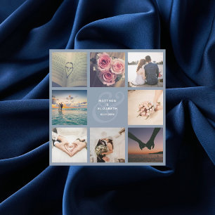 Elegante Ampersand Foto Collage Wedding Vielen Dan Magnetkarte