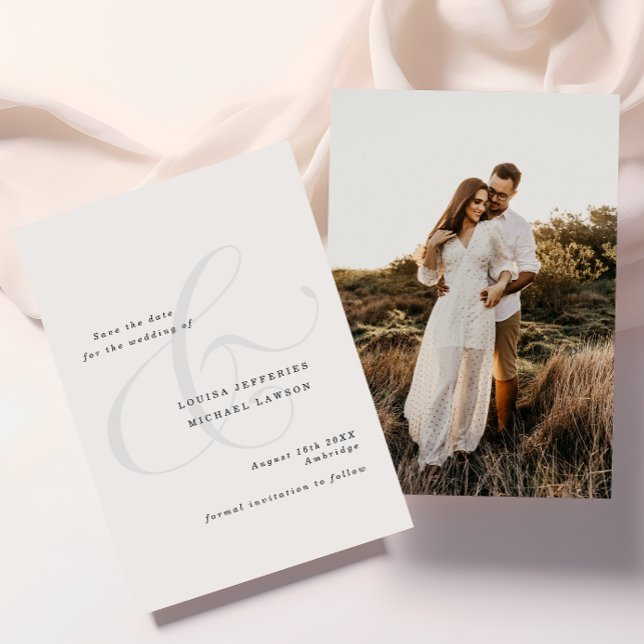 Elegante Ampersand Minimalistisches Foto Hochzeit Save The Date (Von Creator hochgeladen)