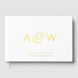 Elegante Ampersand Monogram Gold Foil White Weddin Gästebuch