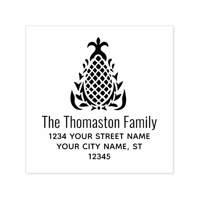 Elegante Ananas #10B Individuelle Name Rücksendead Permastempel (Design)