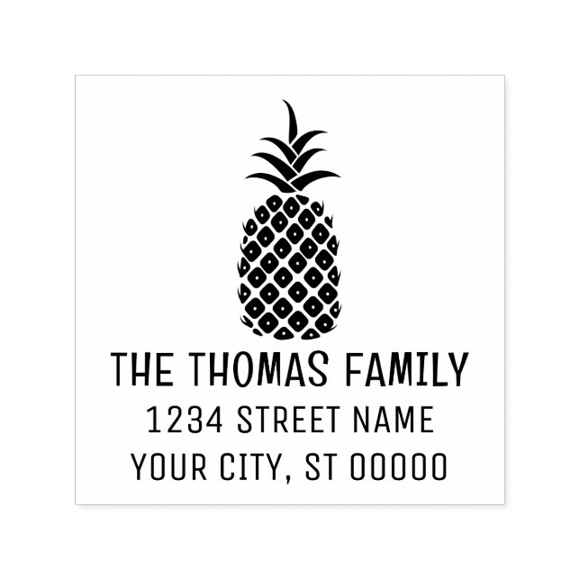 Elegante Ananas #11 Individuelle Name Rücksendeadr Permastempel (Design)