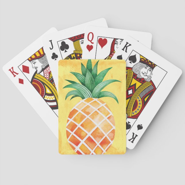 Elegante Ananas Gelbe Wasserfarbe Spielkarten (Rückseite)