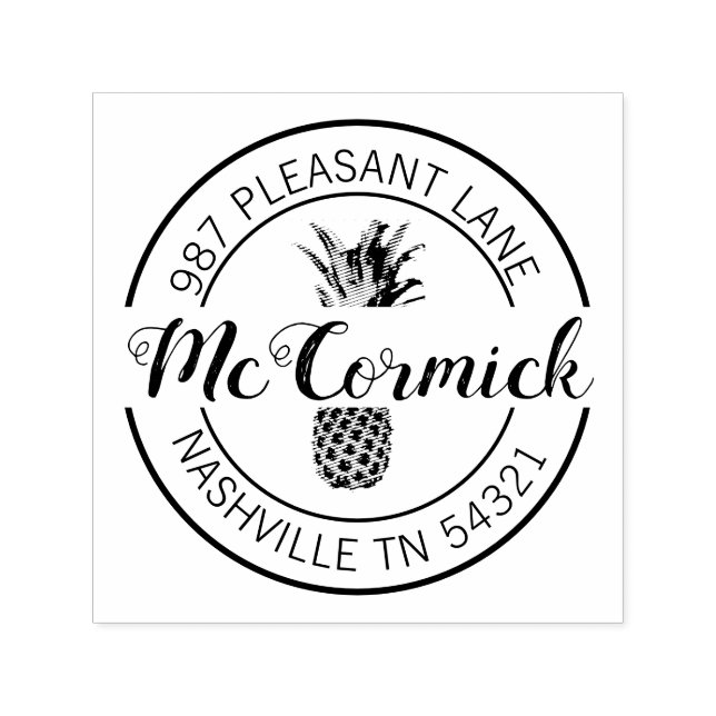 Elegante Ananas-Kalligrafie-Rücksendeadresse Permastempel (Design)