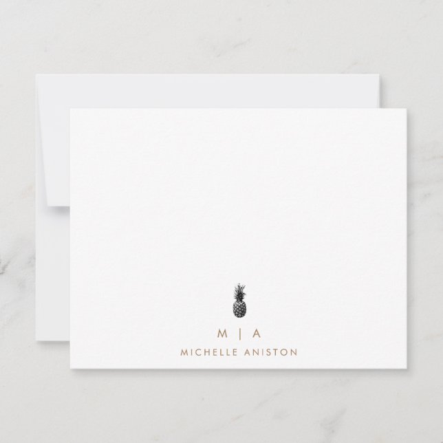 Elegante Ananas Moderne Monogram Classic Custom Mitteilungskarte (Vorderseite)