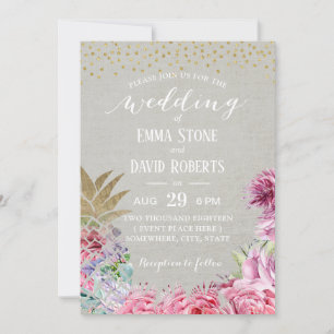 Elegante Ananas Tropical Wedding Party Einladung