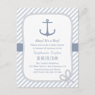 Elegante Anchor Nautical Baby Shower Einladungen