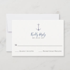Elegante Anchor Navy Blue Wedding RSVP Card