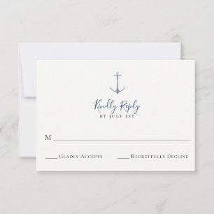 Elegante Anchor Navy Blue Wedding RSVP Card Karte