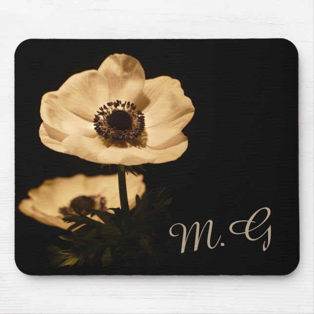 Elegante Anemone Blume Initials Mousepad (Vorne)
