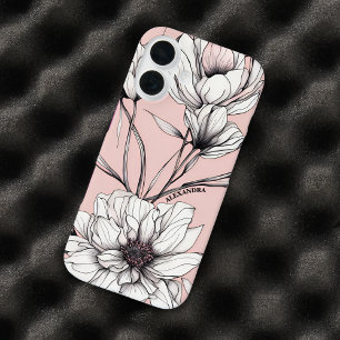 Elegante Anemone Floral Individuelle Name iPhone 16 Hülle