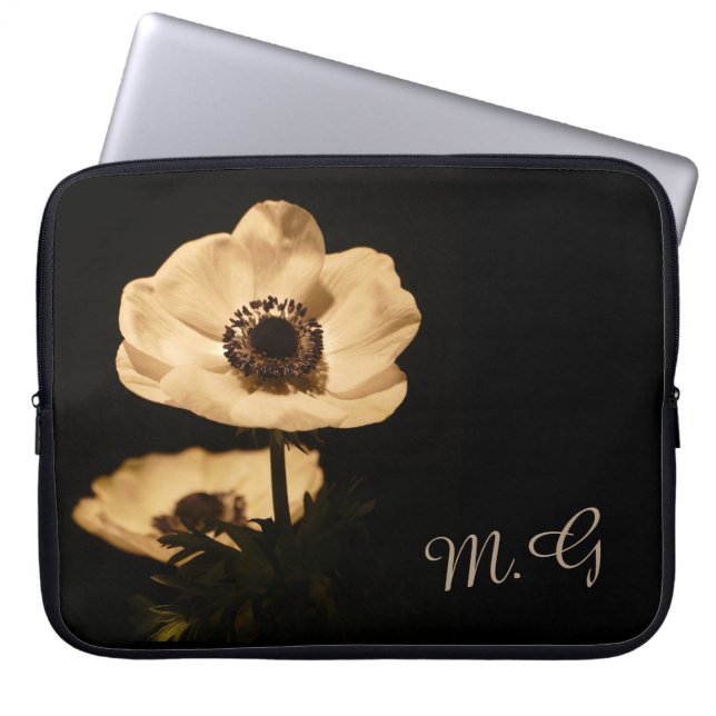 Elegante Anemonenblumen Initialen Laptopschutzhülle (Vorderseite)