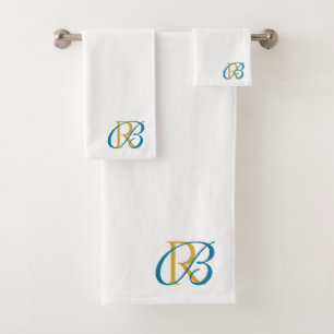 Elegante Anfangsbuchstaben in Schriftmonogramm Badhandtuch Set