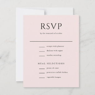 Elegante Anfangsskriptmonogramm Blush Pink Hochzei RSVP Karte