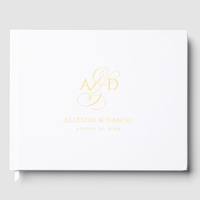 Elegante Anfangsskriptmonogramm Classic Wedding Gästebuch (Vorderseite)