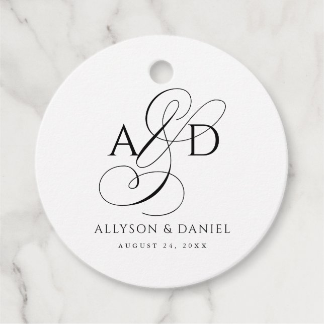 Elegante Anfangsskriptmonogramm Classic Wedding Geschenkanhänger (Vorderseite)