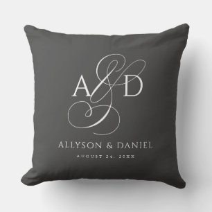Elegante Anfangsskriptmonogramm Classic Wedding Kissen