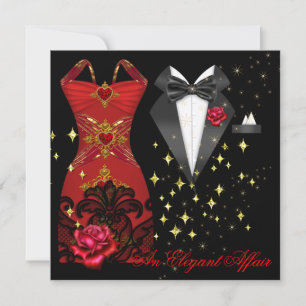 Elegante Angelegenheit Rotes Kleid Schwarze Krawat Einladung