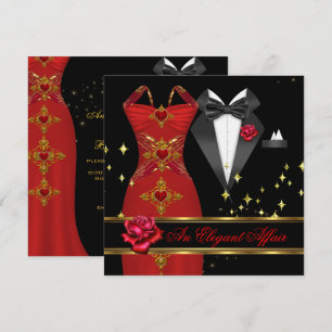 Elegante Angelegenheit Rotes Kleid Schwarze Schlei Einladung