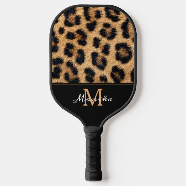 Elegante Animal Skin Leopard Print Pickleball Schläger (Vorderseite)