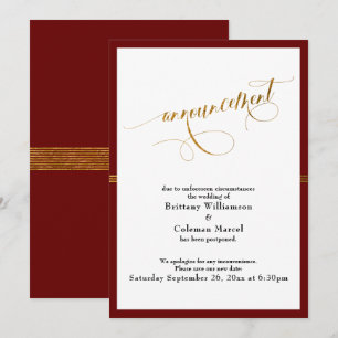 Elegante Ankündigung Bordeaux & Gold Streifen Kart