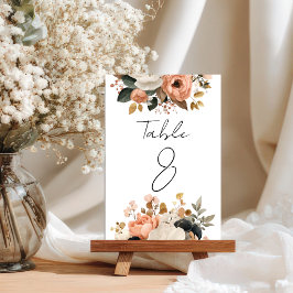 Elegante anpassbare Blumen-Tischnummernkarten Tischnummer