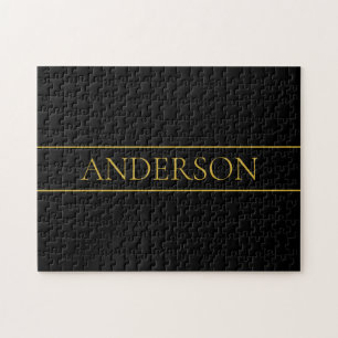 Elegante anpassbare Gold-Texte und -Linien Puzzle