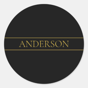 Elegante anpassbare Gold-Texte und -Linien Runder Aufkleber
