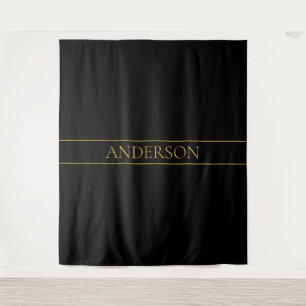 Elegante anpassbare Gold-Texte und -Linien Wandteppich