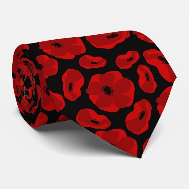 elegante anpassbare Mohnblume  Krawatte (Gerollt)