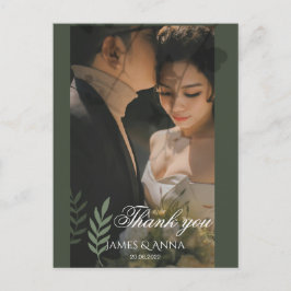 Elegante, anpassbare olivgrüne Hochzeit Postkarte
