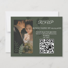 Elegante, anpassbare olivgrüne Hochzeit RSVP Karte