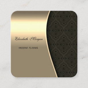 Elegante anspruchsvolle Imitate Gold, Black Damask Quadratische Visitenkarte
