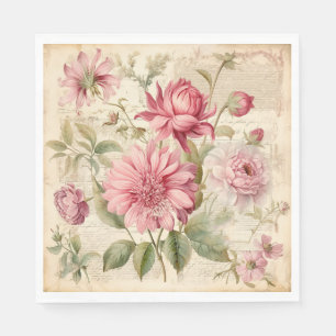 Elegante antike französische Blumen-Collage im Vin Serviette