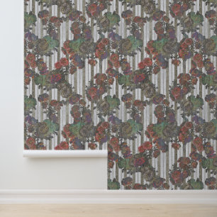 Elegante antike französische Shabby Striped Floral Tapete