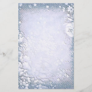 Elegante antike Hochzeit Vintag Blauer Flora Briefpapier