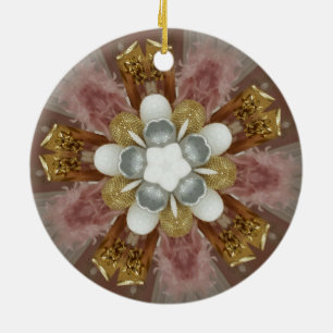 Elegante antike Rosa Silbergraue Blume Keramikornament