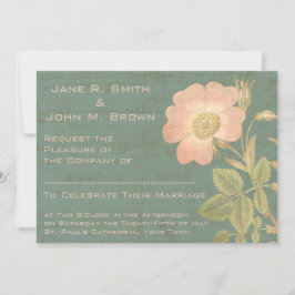 Elegante antike Rose Vintag Verdigris Patina Einladung