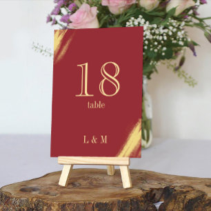 Elegante Antike Rot Gold Klassische Hochzeit Tischnummer