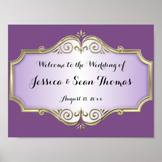 Elegante antike Satin Wedding Willkommen Poster (Vorne)