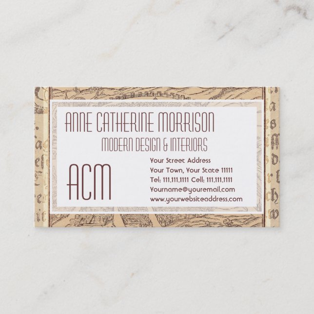 Elegante antike spanische Karte Sevilla Spanien (Vorderseite)