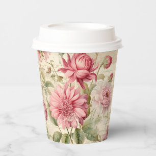Elegante antike Vintage französische Blumenkolonie Pappbecher