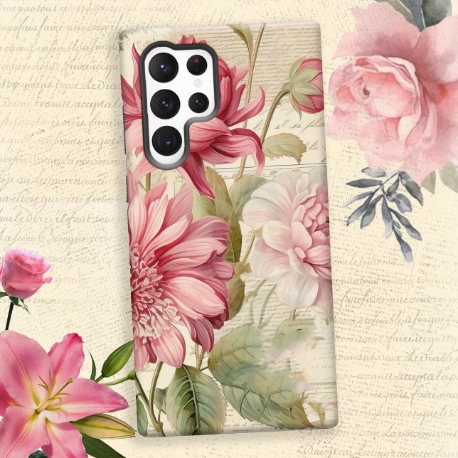 Elegante antike Vintage französische Blumenkolonie Samsung Galaxy Hülle (Von Creator hochgeladen)