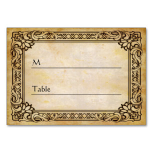 Elegante antike Vintage-Hochzeitstisch-Platzkarte Tischnummer