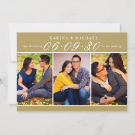 Elegante Antique Gold Wedding Foto Collage Save The Date