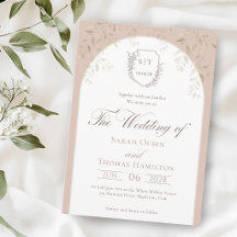 Elegante Antique-Rosa-Wappen-Monogramm-Hochzeit