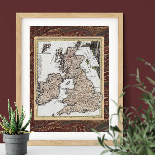 Elegante Antiquitätenkarte von Großbritannien und Poster