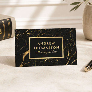 Elegante Anwaltskarte Schwarz Gold Marmor Visitenkarte