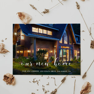Elegante Anzeige unseres neuen Zuhauses Postkarte